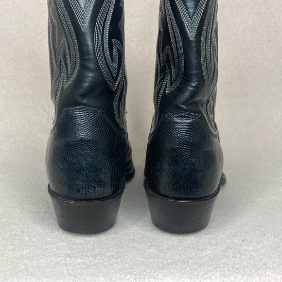 Justin Lizard Leather Western Cowgirl Boots-Women’s 8-Black/White-Genuine-Exotic - Picture 3 of 9